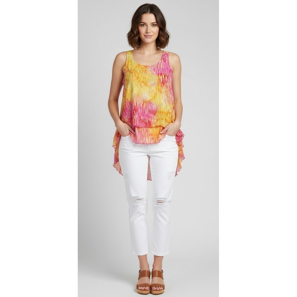 Bali Batiks Tank Tops Womens Small Rayon Sleeveless Pullover Layered Summer Boho